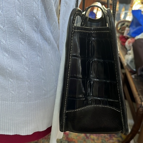 Brighton  Vintage  Croc embossed  Gen. leather   Shoulder bag  navy / black  EUC - Picture 8 of 14